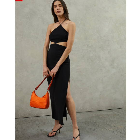 Bec + Bridge Iris Dress Black Halter Maxi Cutout Backless Stretch Women Sz 4 - Picture 1 of 14